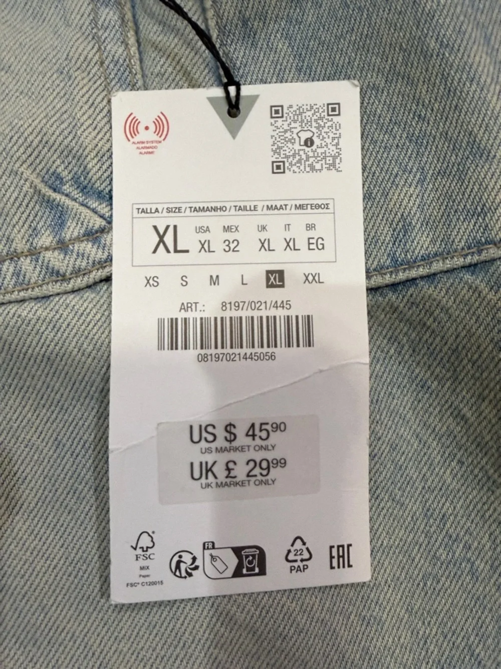 Zara denim mini skirt size XL - NWT - Picture 5 of 6